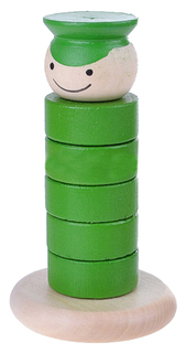 Пирамидка "Паренек", 6 деталей, цвет: зеленый Rn Toys