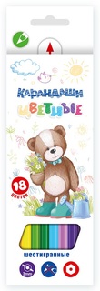Набор цветных карандашей "Мишка", 18 цветов Воскресенская карандашная фабрика
