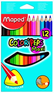 Карандаши цветные COLORPEPS MAXI треугольные 12 цветов MAPED