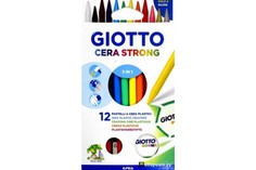 Восковые Карандаши Giotto Cera Strong, 12 Цветов + Ластик + Точилка
