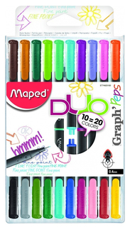 Набор капиллярных ручек Graph Peps, 0,4 мм 10 шт. 20 цветов блистер MAPED