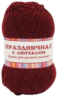 Пряжа Камтекс "Праздничная с люрексом", цвет: 088 брусника, 160 м, 50 грамм (10 мотков) (