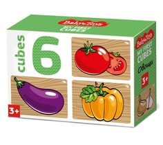 Кубики Овощи, 6 штук без обклейки Baby Toys