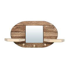 Зеркало с вешалкой и двумя полками, состаренное Банные штучки "Овал" (3 рожка), липа