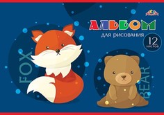 Альбом для рисования на скрепке, 12 листов, А4, обложка офсетная бумага. "Лесные зверята" Апплика