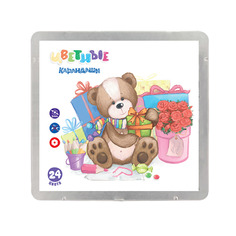 Набор цветных карандашей "Мишка", 24 цвета (кейс) Воскресенская карандашная фабрика