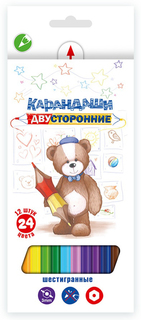 Набор цветных двусторонних карандашей "Мишка", 24 цвета Воскресенская карандашная фабрика