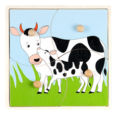 Пазл Маленький гений корова 4 детали