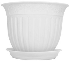 Горшок "Виноград" с поддоном, 1,6 литра (белый) Техпласт