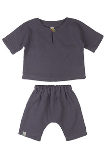 Комплект одежды на лето "Самурай", цвет: темно-серый, размер 74 Сонный гномик
