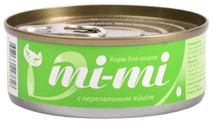 Влажный корм для кошек Mimi с тунцом и перепелиным яйцом в желе, 24шт, 80г