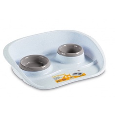 Двойная миска для животных Stefanplast, пластик, белый, синий, 0.5 л