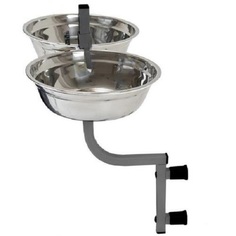 Двойная миска для животных ECO, металл, серый, 2 х 1,5 л, 22 х 60 см