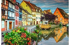 Холст с красками "Палитра. Рисование по номерам. Яркие дома у воды", 40х50 см Рыжий кот