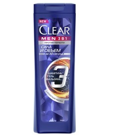 Шампунь для волос Clear Men 3 в 1 Объем и сила против перхоти 400 мл