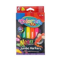 Фломастеры треугольные "Jumbo", 6 неоновых цветов Colorino