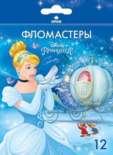 Фломастеры 12 цв. Принцессы в карт.короб. с европодвесом Hatber