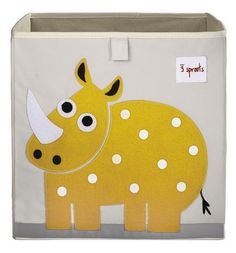 Коробка для хранения 3 Sprouts "Носорог", цвет: жёлтый, бежевый