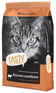 Сухой корм для кошек TASTY, говядина, 0,35кг