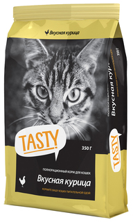 Сухой корм для кошек TASTY, курица, 0,35кг