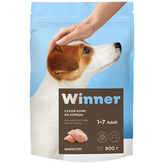 Сухой корм для собак Winner, для мелких пород, курица, 800 г