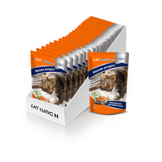 Влажный корм для кошек Cat Lunch, кусочки в желе мясное ассорти, 24шт по 85г