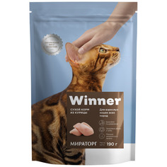 Сухой корм для взрослых кошек всех пород Winner, с курицей, 190 г