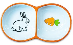 Двойная миска для грызунов КерамикАрт, керамика, оранжевый, 2х50мл