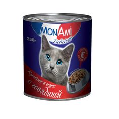 Влажный корм для кошек MonAmi Delicious , говядина в соусе, 250г