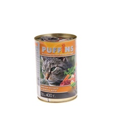Влажный корм для кошек Puffins, Мясное ассорти в желе, 415г