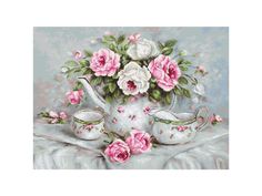 Набор для вышивания Luca-S Чайный сервиз и розы