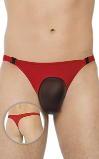Мужские стринги с полупрозрачной вставкой, красные, XL Soft Line