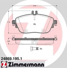 Комплект тормозных колодок, дисковый тормоз ZIMMERMANN 24869.195.1