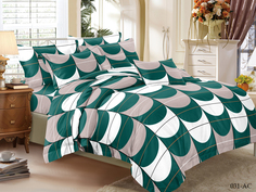 Постельное белье Cleo Hellen цвет: зеленый, серый (семейное)