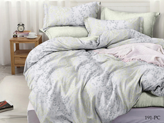 Постельное белье Cleo Yasmine цвет: светло-зеленый, светло-серый (2 сп. евро)