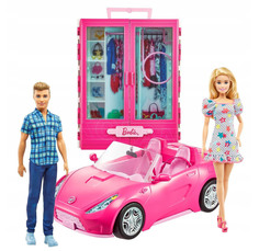 Кукла Barbie Барби и Кен с гардеробом и розовым кабриолетом GVK05