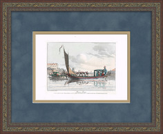 Русские забавы: прогулки на воде. Антикварная гравюра Rarita