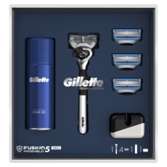 Подарочный набор Gillette Бритва Fusion5 ProShield Chill+2кассеты+подставка