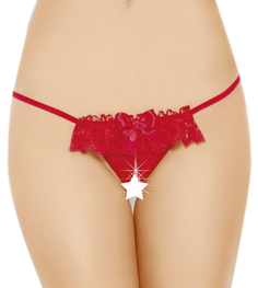 Прозрачные трусики с разрезом и бантиком, красные (S/M/L) Soft Line