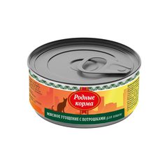 Влажный корм для кошек Родные корма Мясное угощение , мясо, 24шт, 100г