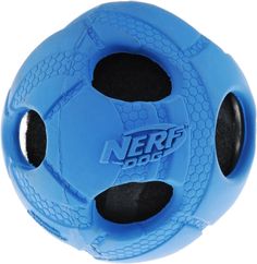 Апорт для собак NERF Мяч с отверстиями, синий, длина 6 см