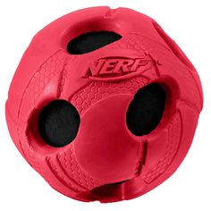 Апорт для собак NERF Мяч с отверстиями, красный, длина 5 см