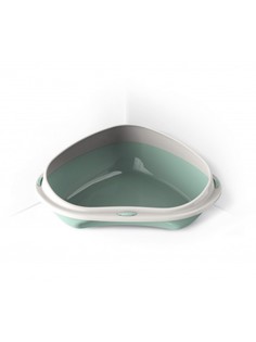 Лоток для кошек Georplast Shuttle 58х48х20,5 см пластиковый угловой с бортиком, зеленый