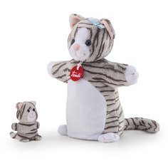 Мягкая игрушка на руку Trudi Полосатая кошка с котенком, 23x23x8см 29865