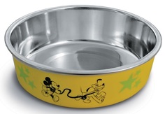 Одинарная миска для кошек и собак Triol Mickey&Pluto, металл, желтый, 0.75 л