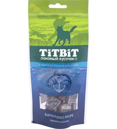 Лакомство для собак TiTBiT Лакомый Кусочек, кубики из лосося, 75г