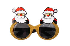 Карнавальные аксессуары ГК Сфера Карнавальные очки пластиковые блестящие золотые Дед Мороз