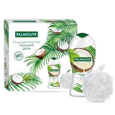 Подарочный набор PALMOLIVE гель для душа Бережный Уход 250мл+мочалка коробка