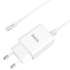 Сетевое зарядное устройство 2xUSB с кабелем USB Type-C Hoco C62A Victoria - Белое