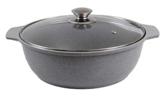 Кастрюля-жаровня а/пр литая 4,0л стекл/кр Светлый мрамор Kukmara